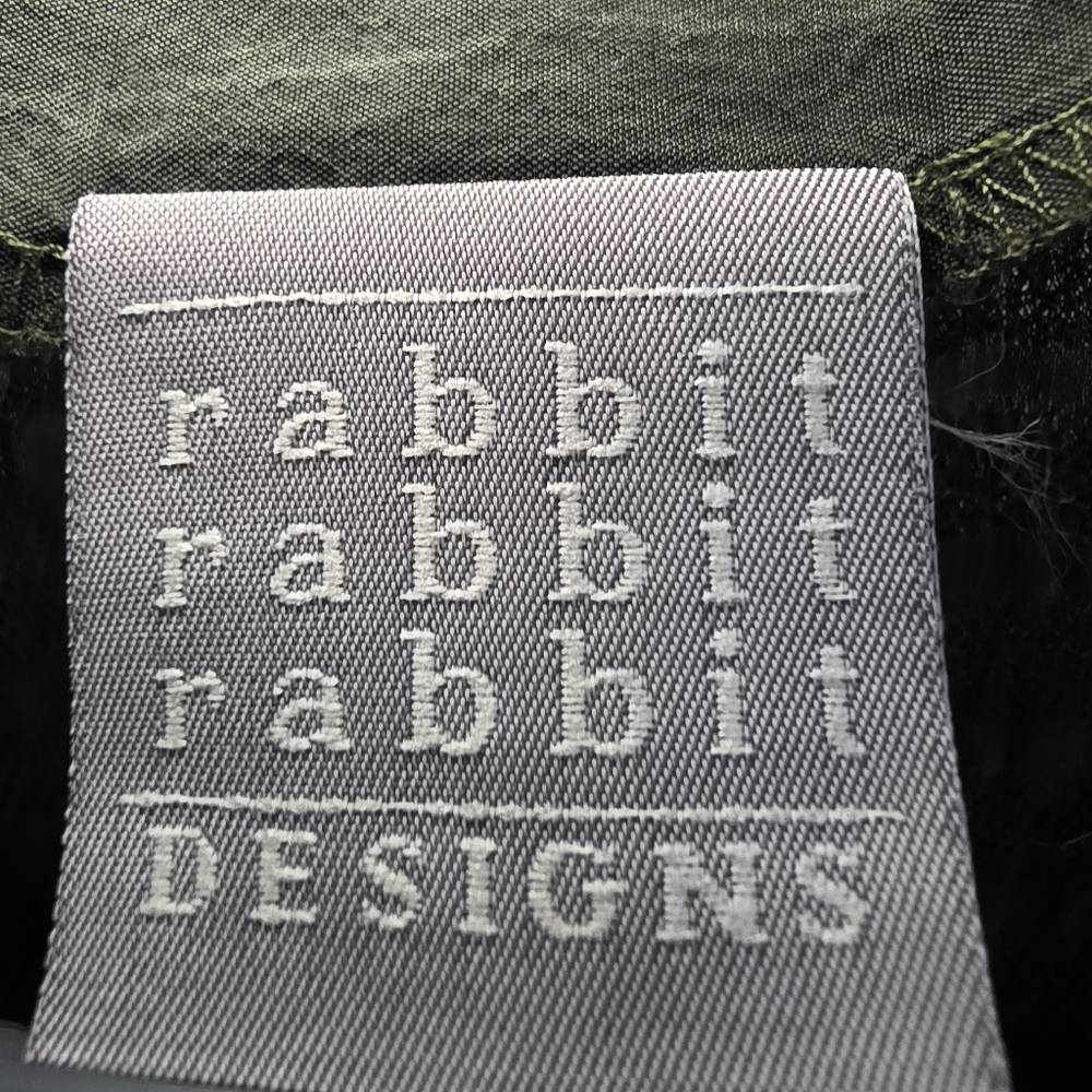 Rabbit Rabbit Rabbit Designs Made in the USA Green Wrap Blouse Size 4 Petite - Picture 3 of 5